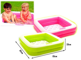 Надувной бассейн детский квадратный INTEX  57100  Play Box, 85x85x23 см, надувной дно