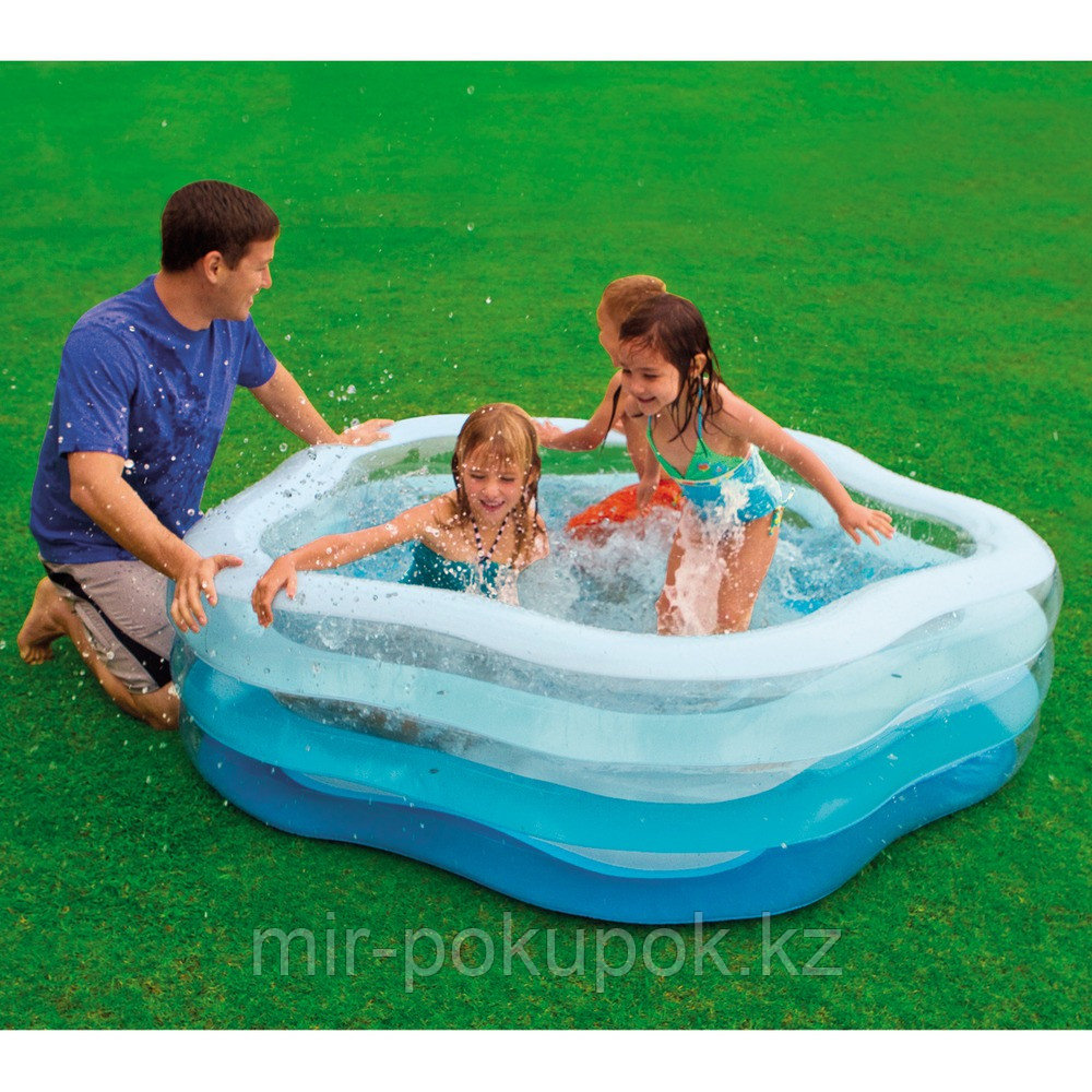 Intex 56495, надувной семейный бассейн с надувным дном Summer Colors, "Звезда" 185х180*53 см