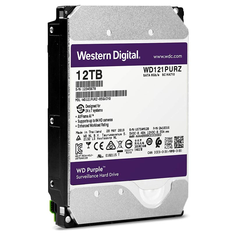 Жесткий диск для видеонаблюдения HDD 12Tb Western Digital Purple SATA 6Gb/s 5400rpm WD121PURZ