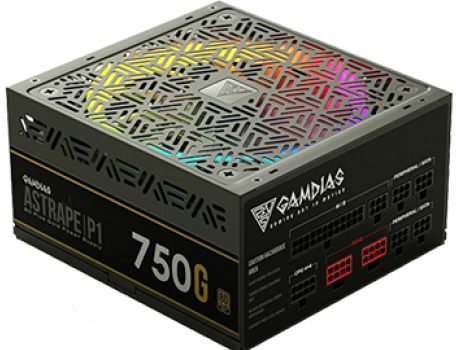 Блок питания 900W GAMDIAS ASTRAPE P1-750G 80PLUS GOLD 750W RGB APFC 135mmFAN>