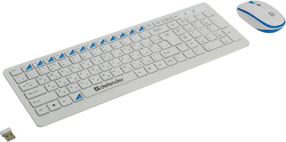 Комплект беспроводный Defender Skyline 895 Nano (белый), USB 2.4ГГц, ENG/RUS