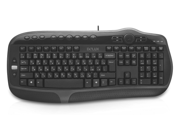 Клавиатура, Delux, DLK-9050UB, USB, Кол-во стандартных клавиш 104, 16 мультимедиа-клавиш, Размер: 496*223, 50*33, 5 мм., Длина кабеля 1, 4 метра,