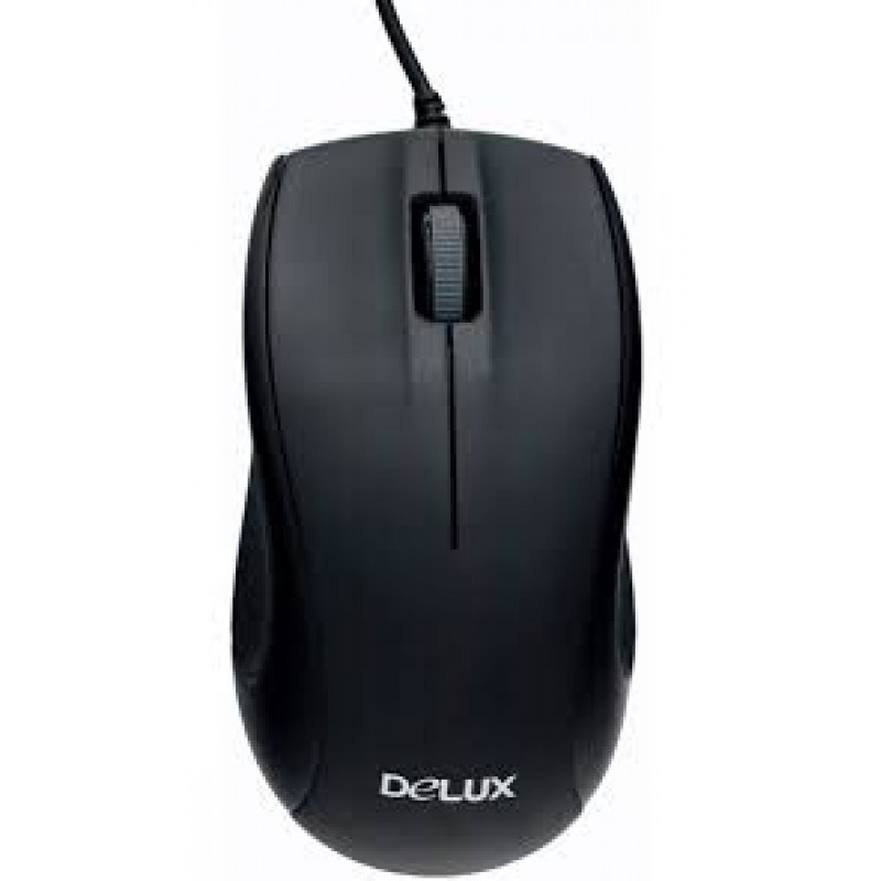 Мышь, Delux, DLM-375OUB, Оптическая, 800dpi, USB, Длина кабеля 1.6 метра, Размер:109.6*60.5*37.5 мм., Чёрный