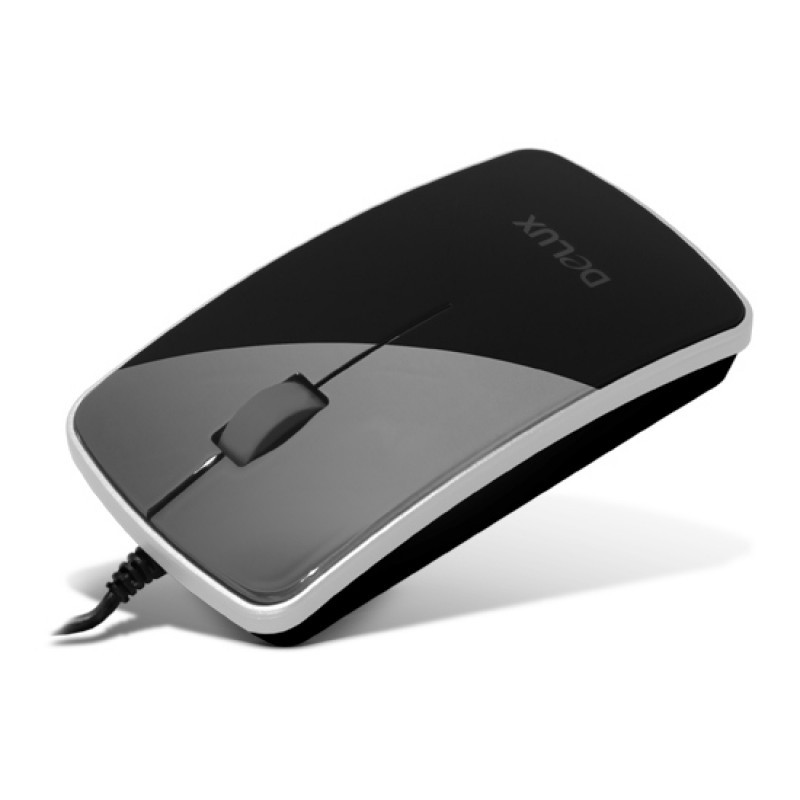 Мышь, Delux, DLM-125OUB, 3D, Оптическая 1000dpi, USB, Длина кабеля 1, 6 метра, Размер: 105, 8*57, 5*22 мм., Чёрный, Дизайн под Apple