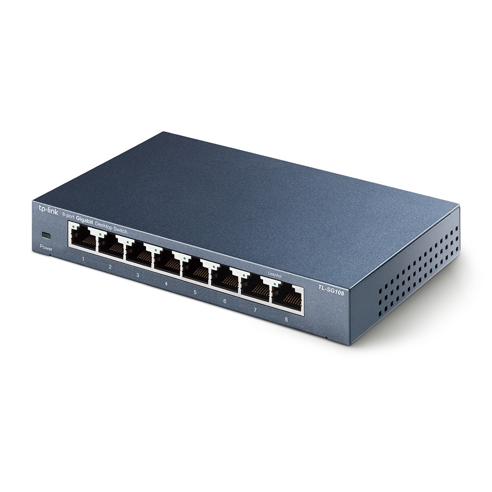 Коммутатор GbE 8-портовый Tp-Link TL-SG108 <8-Port 100/1000Mbps, QoS (IEEE 802.1p)