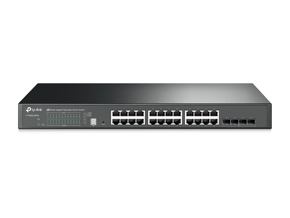 Коммутатор Smart GbE 24-портовый стекируемый TP-Link T1700G-28TQ 4 слота 10GE SFP+