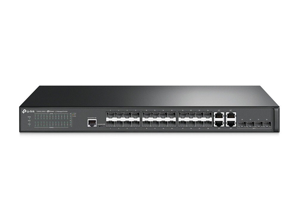 Коммутатор управляемый оптический GbE 24-портовый Tp-Link T2600G-28SQ(UN)