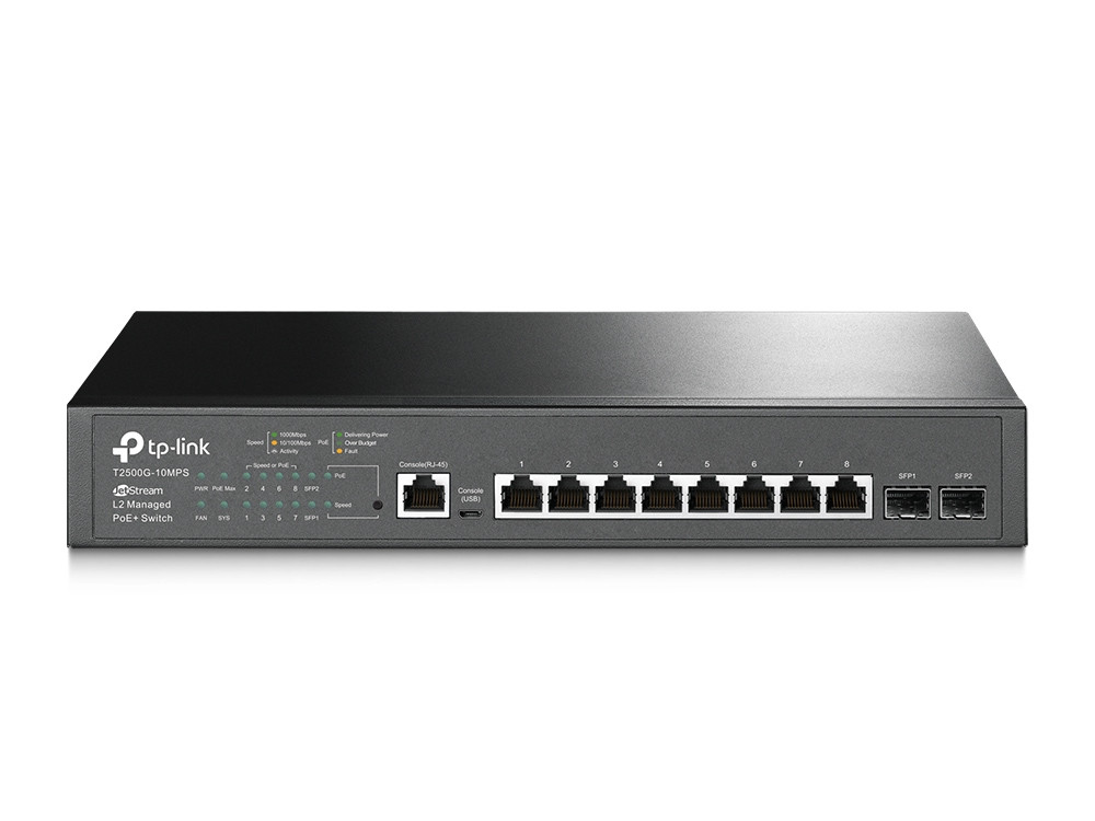 Коммутатор PoE+ управляемый GbE 8-портовый Tp-Link T2500G-10MPS