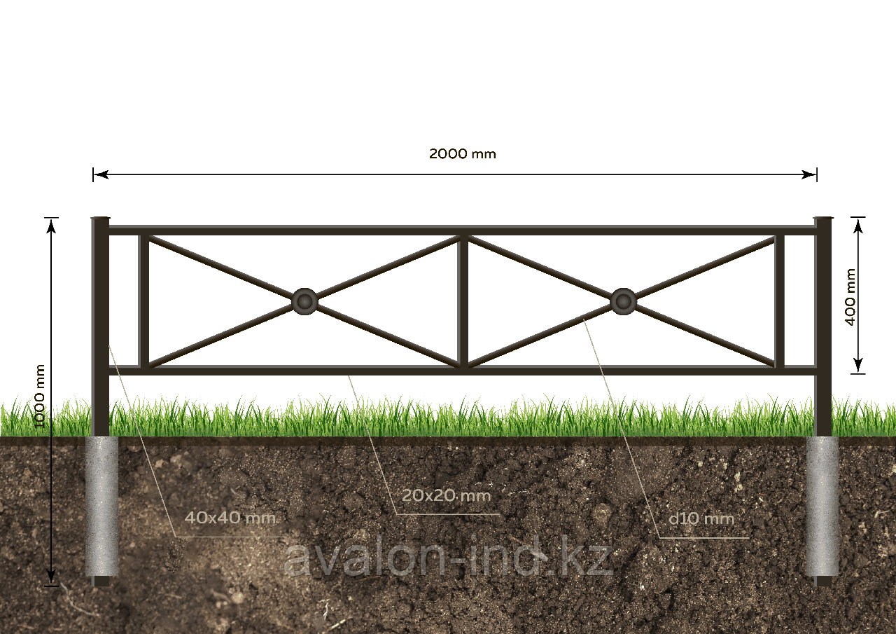 Газонное ограждение, металлическое (2000Х500)