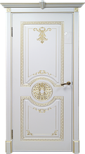 Межкомнатная шпонированная дверь Версаль патина-золото