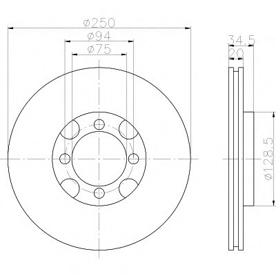 Тормозные диски Mazda 626 (83-87, передние, D250-tn20, Optimal, )