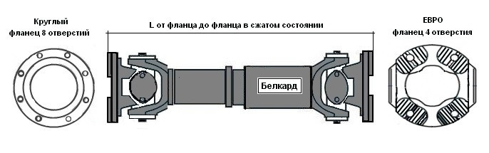 210Г-2202045-05 Вал карданный (шарнир) КрАЗ L=164 мм