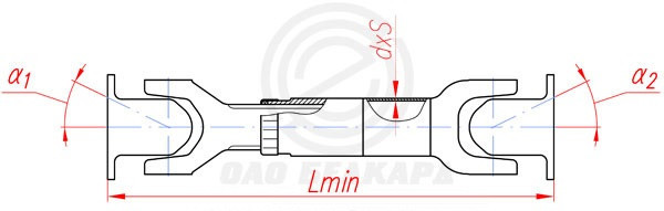 375-2203010-05 Вал карданный переднего моста УРАЛ-375, -4320 (4 отв.) L=1167+90мм