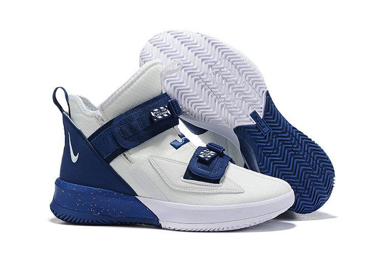 Баскетбольные кроссовки Nike LeBron Soldier 13 ( XIII ) "White-Blue" From Lebron James - фото 1 - id-p65168872