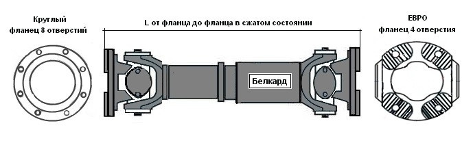 69081-2201010-11 Вал карданный задн. моста МоАЗ (8 отв.) L=635+40мм