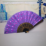 Веер текстильный с пайетками, фиолетовый, фото 2
