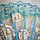 Веер текстильный с розочками, голубой, фото 2