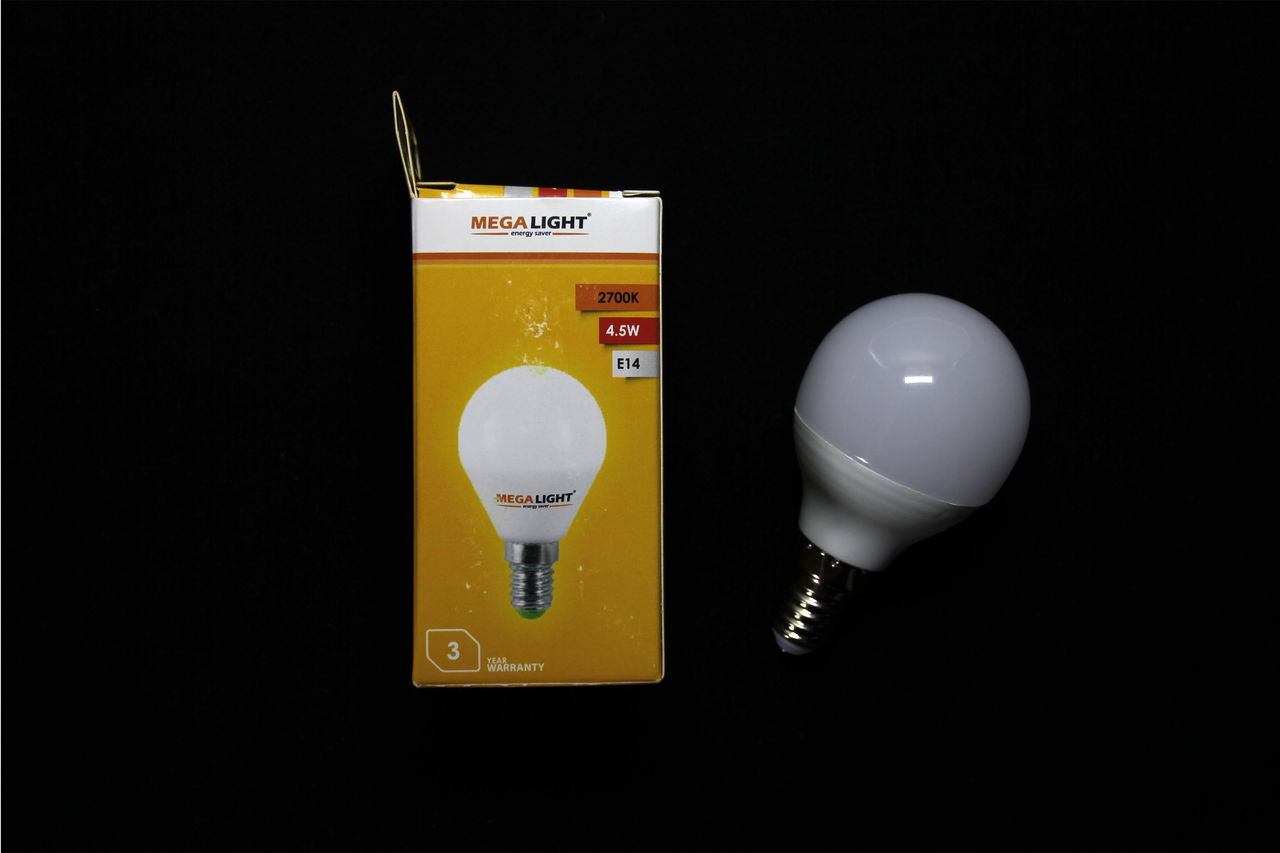 Лампа LED P45 4,5w 2700K E14 (MegaLight)