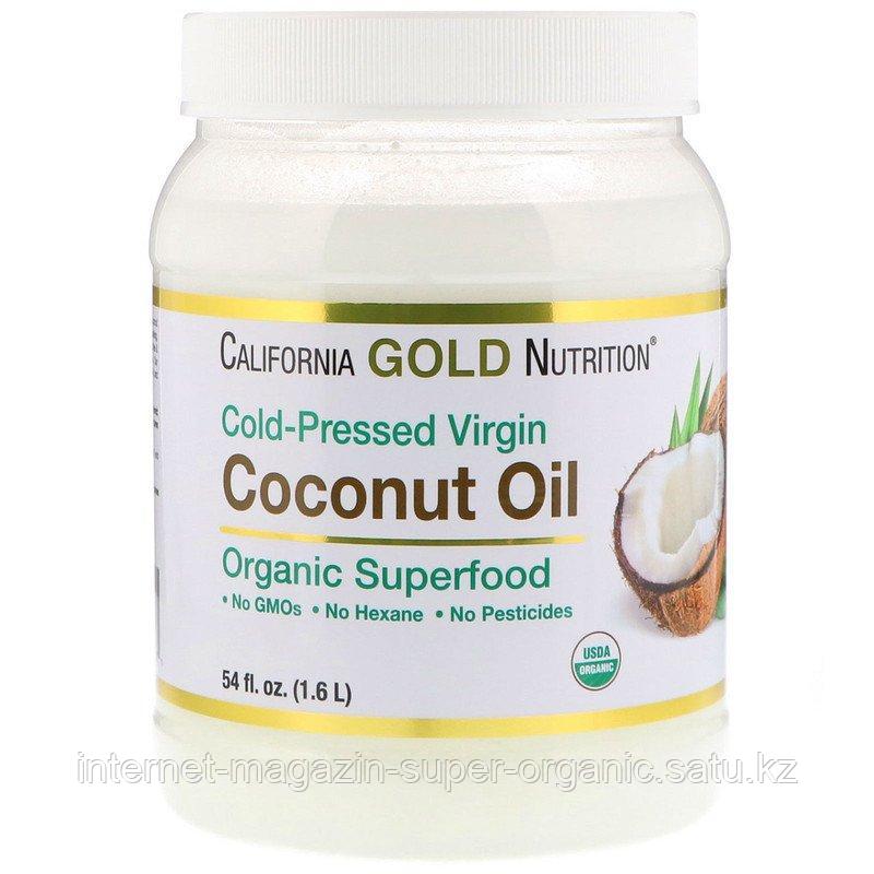 Органическое кокосовое масло первого отжима нерафинированное, 1,6 л, California Gold Nutrition