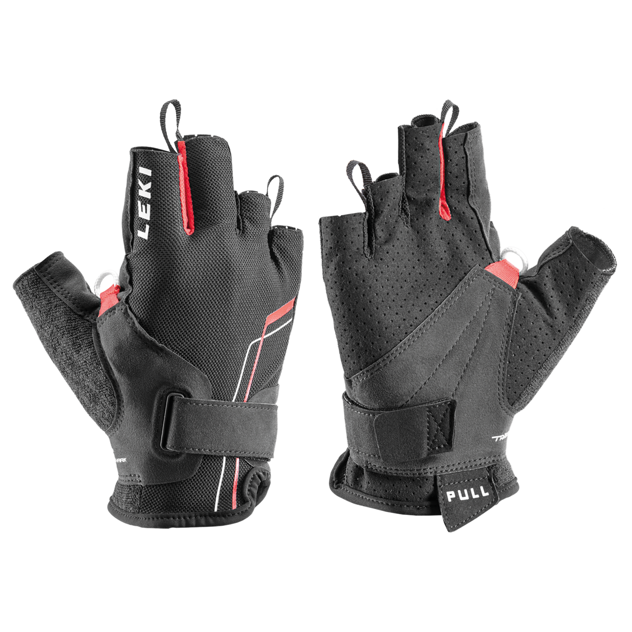 Перчатки со встроенным темляком LEKI Nordic Breeze Shark Short black-red-white (Германия)