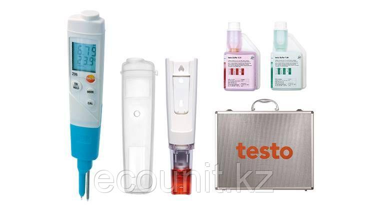 Testo pH метр Testo 206 pH2 с электродом для измерения в полутвердых средах в комплекте с кейсом и буферными