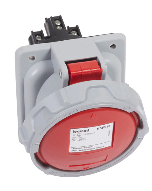 Розетка встроенная - 63А - 3К+З - 380В - IP67 (555588)