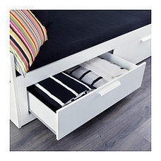 Кушетка БРИМНЭС белый с 2 матрасами Хусвика жесткий ИКЕА, IKEA, фото 3