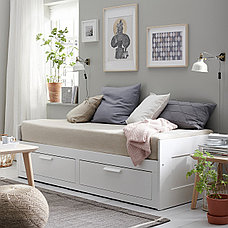 Кушетка БРИМНЭС белый с 2 матрасами Хусвика жесткий ИКЕА, IKEA, фото 2