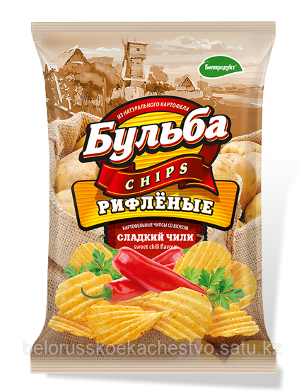 Чипсы из натурального картофеля Бульба Chips сладкий чили (рифленые)