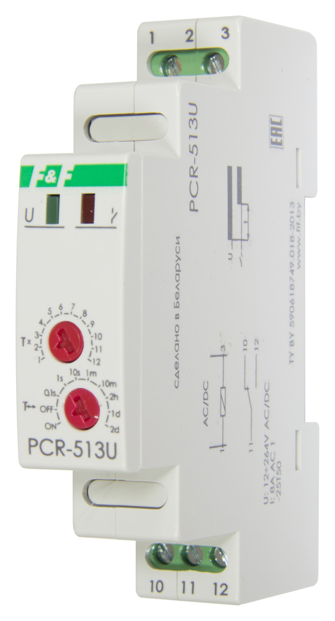 PCR-513U Реле времени, C задержкой включения. Напряжение 12-264 В АС, Выдержка времени 0,1 сек. 24 суток, 8А - фото 1 - id-p65273050