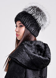 Женская меховая шапка из ондатры и чернобурки, купить онлайн в bgfurs.kz