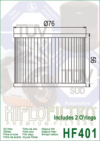 Масляные фильтры HiFlo HF401 на мотоциклы марок: Yamaha /Guzzi/ Kawasaki /Honda /Bimota/ Benelli - фото 2 - id-p65296160
