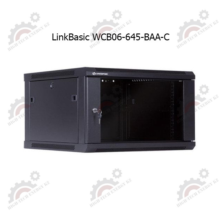 Шкаф телекоммуникационный 19" LinkBasic настенный 6U, 600*450*367, цвет чёрный, передняя дверь стеклянная