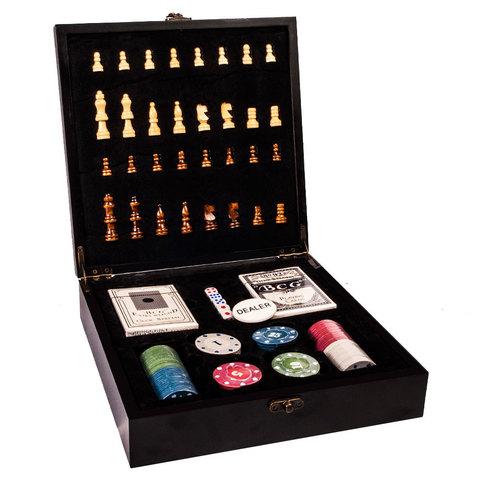 Подарочный набор: шахматы, покер, домино «Заядлый игрок» в деревянном кейсе (Шахматы и Покер) - фото 3 - id-p65304048
