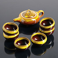 Набор для чайной церемонии "Черепашка", 7 предметов: чайник 150 мл, чашка 50 мл, цвет коричневый