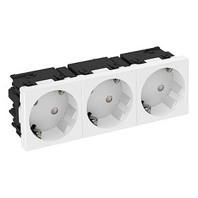 Розетка силовая 33° тройная 3х2К+З Modul45connect, со шторками, 16А 250В белая STD-D3C RW3