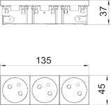 Розетка силовая 33° французская тройная 3х2К+З Modul45connect 45х135 мм, шторки 16А 250В оранжевая STD-F3C, фото 2