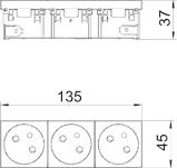 Розетка силовая 33° французская тройная 3х2К+З Modul45connect 45х135 мм, шторки 16А 250В черная STD-F3C SWGR3, фото 2