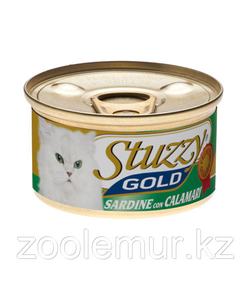 Stuzzy Gold консервы для кошек (кусочки сардин с кальмарами в собственном соку) 85 гр.
