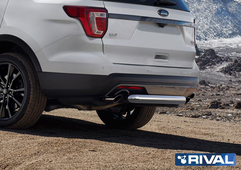 Защита заднего бампера Ford Explorer 2015-2019 d76 (без Hands-free)