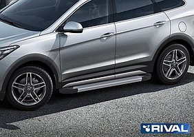 Пороги на Hyundai Grand Santa Fe 2012-2017  "Silver"