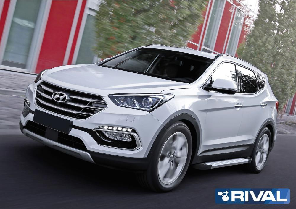 Пороги на Hyundai Santa Fe 2012-2018  "Silver"
