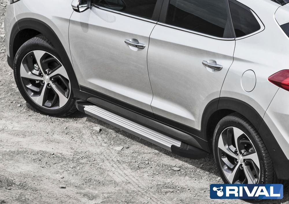 Пороги на Hyundai Tucson 2015-2021  "Silver"