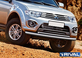 Защита переднего бампера Mitsubishi L200 2006-2015 d76+d42