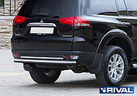 Защита заднего бампера Mitsubishi Pajero Sport 2008-2016 d76+d42