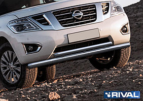 Защита переднего бампера Nissan Patrol 2014- d76+d57