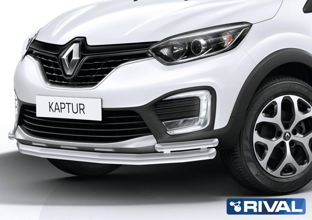 Защита переднего бампера Renault Kaptur 2016- d57+d42