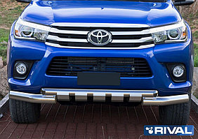 Защита переднего бампера Toyota Hilux , кроме Exclusive 2015- d76+d57 с профильной защитой картера (кроме Exclusive)