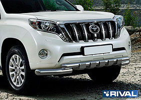 Защита переднего бампера Toyota Land Cruiser Prado 150 2009-2013 d76+d57 с профильной защитой картера