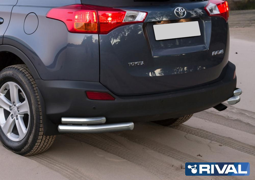 Защита заднего бампера Toyota Rav 4 2013-2015 d57+d42 "уголки"